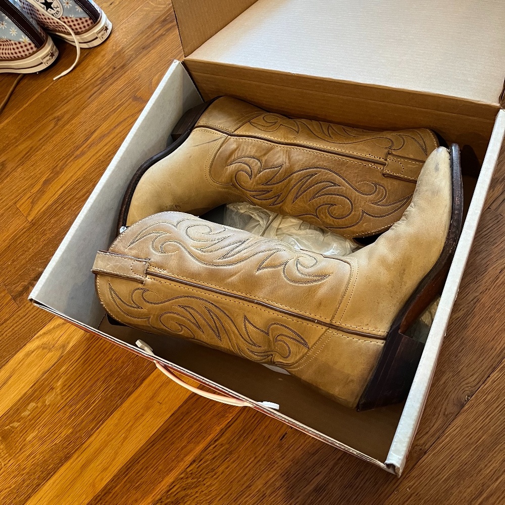 Justin cowboy boots tan women's western authentic leather